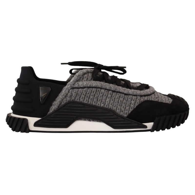 Dolce & Gabbana Black Gray Fabric Lace Up NS1 Sneakers Shoes