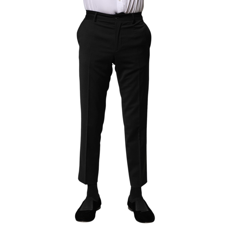 Dolce & Gabbana Black Wool Formal Men Cropped Pants