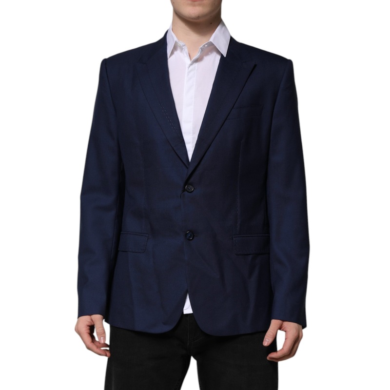 Dolce & Gabbana Blue Wool Single Breasted Suit Coat Blazer