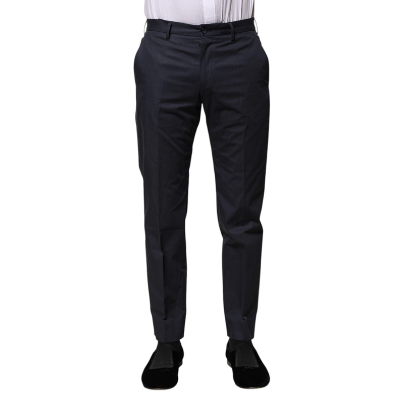 Dolce & Gabbana Dark Blue Cotton Formal Pants