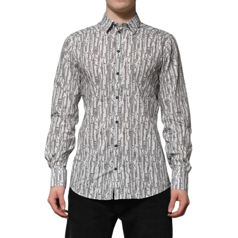 Dolce & Gabbana White Floral Print Casual Long Sleeves Shirt