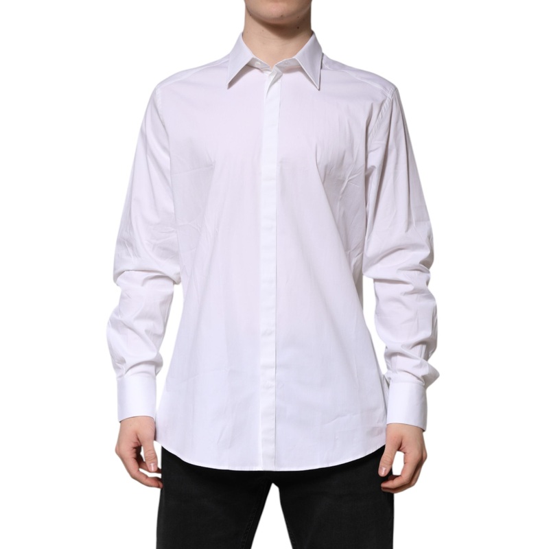 Dolce & Gabbana White MARTINI Long Sleeve Dress Formal Shirt