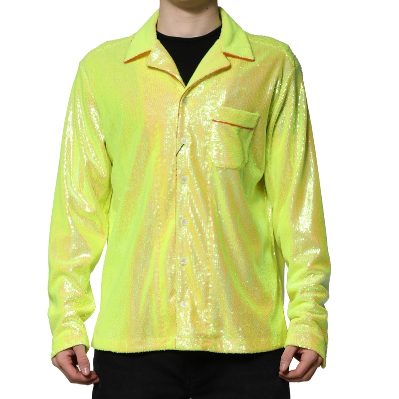 Dolce & Gabbana Yellow Sequin Polyester Lounge Casual Shirt