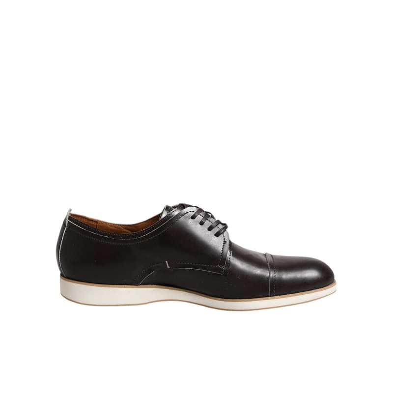 Pollini Dark Brown Leather Derby Lace Up Dress Formal Shoes
