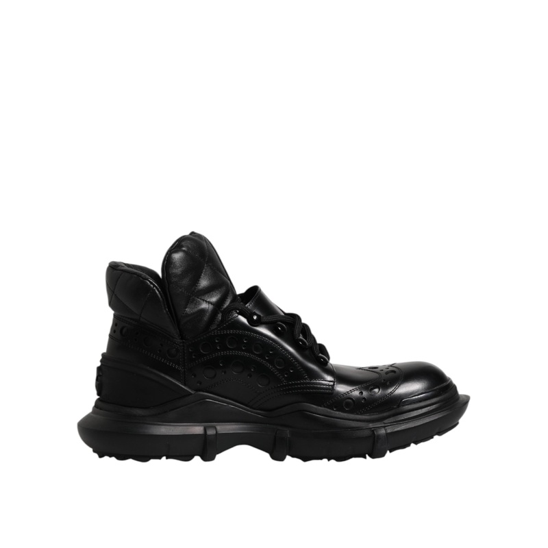 Dolce & Gabbana Black Leather Casual Mens Ankle Boots Shoes