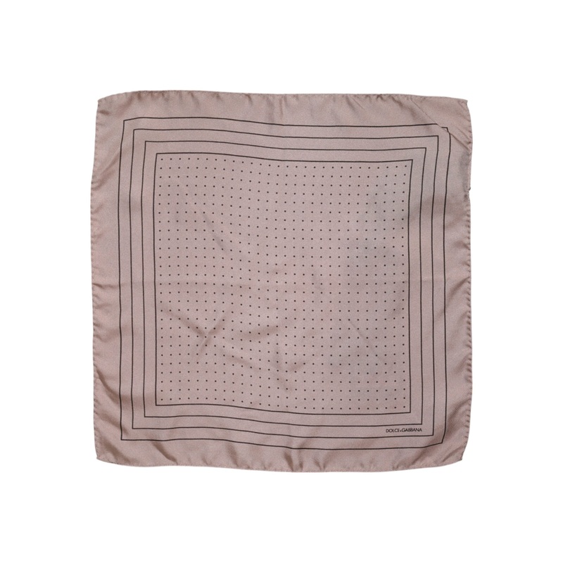 Dolce & Gabbana Beige Dotted Silk Square Men Foulard Scarf