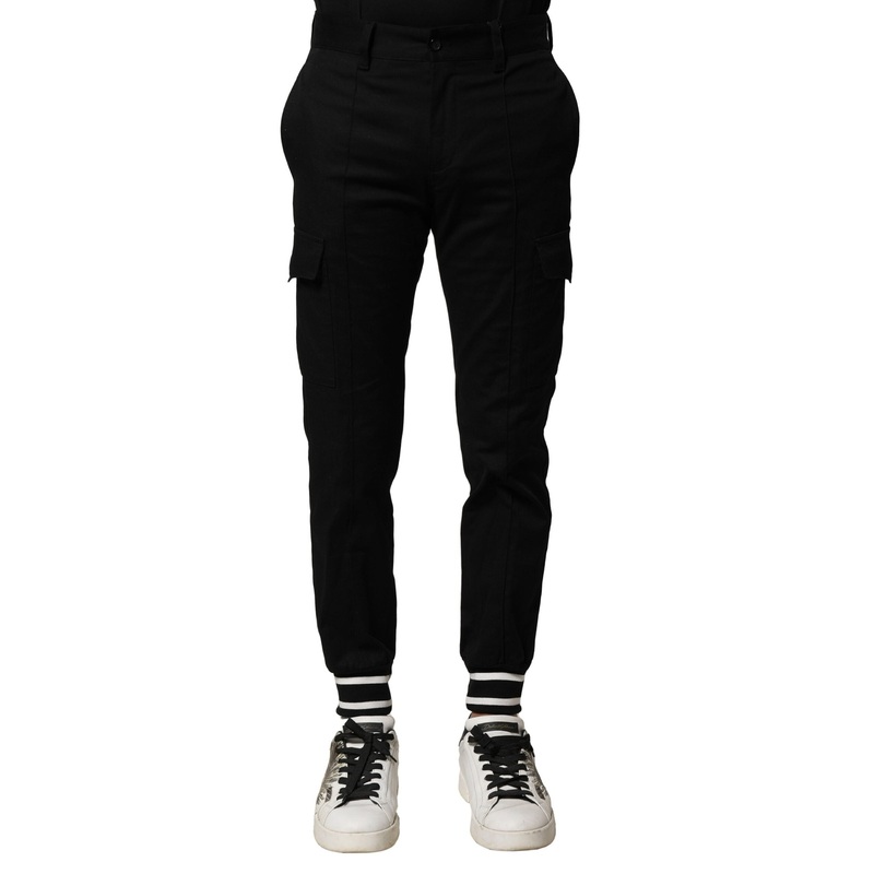 Dolce & Gabbana Black Cotton Cargo Joggers Men Pants