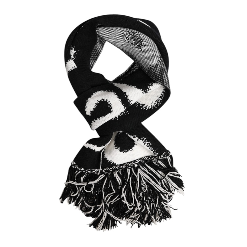 Dolce & Gabbana Black Logo Neck Warmer Wrap Men Shawl Scarf
