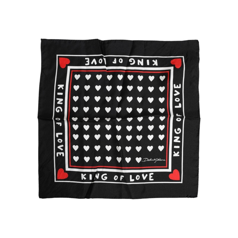 Dolce & Gabbana Black Printed Silk Square Men Foulard Scarf