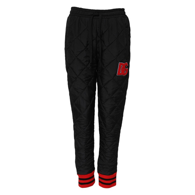 Dolce & Gabbana Black Quilted Mid Waist Jogger Pants