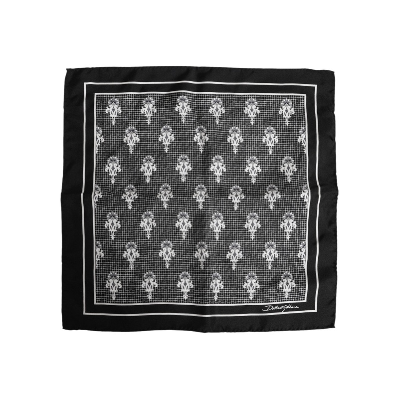 Dolce & Gabbana Black White Printed Square Foulard Scarf