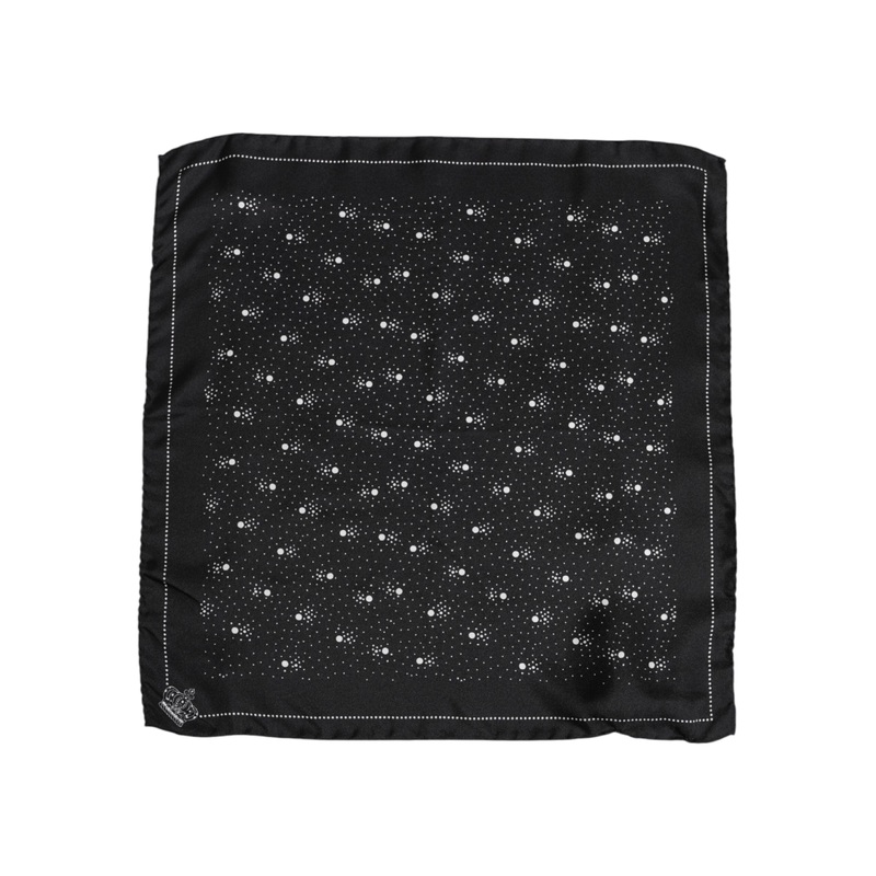 Dolce & Gabbana Black White Printed Square Men Foulard Scarf