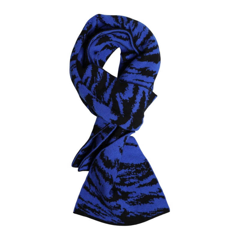 Dolce & Gabbana Blue Black Logo Neck Warmer Wrap Shawl Scarf