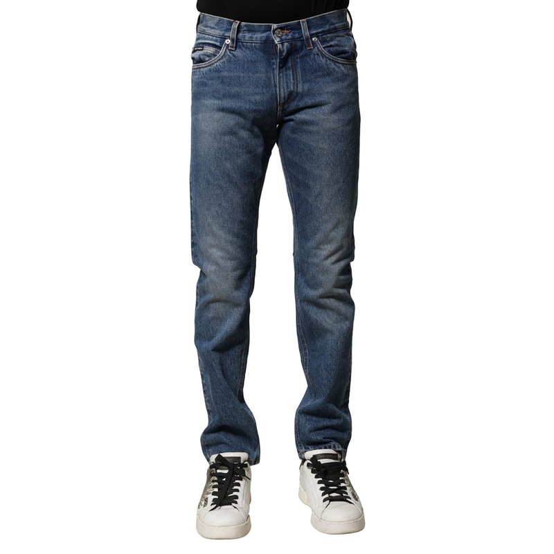 Dolce & Gabbana Blue Cotton Stretch Slim Fit Men Denim Jeans