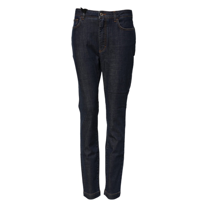 Dolce & Gabbana Blue Queen Patch AUDREY Mid Waist Denim Jeans