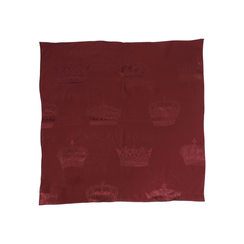 Dolce & Gabbana Maroon Silk Crown Square Men Foulard Scarf
