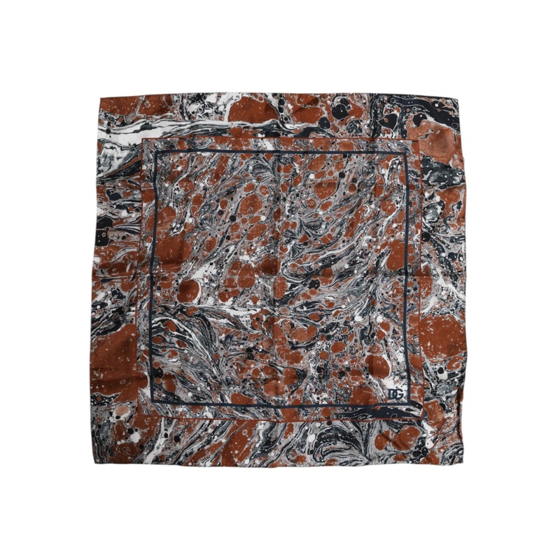 Dolce & Gabbana Multicolor Marble Silk Square Foulard Scarf