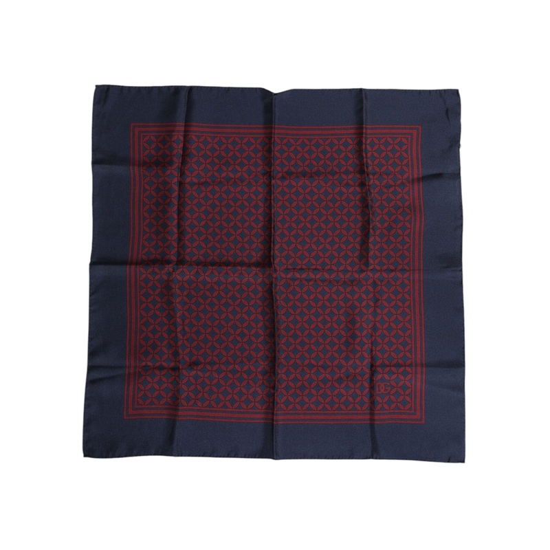 Dolce & Gabbana Red Blue Printed Silk Square Men Foulard Scarf