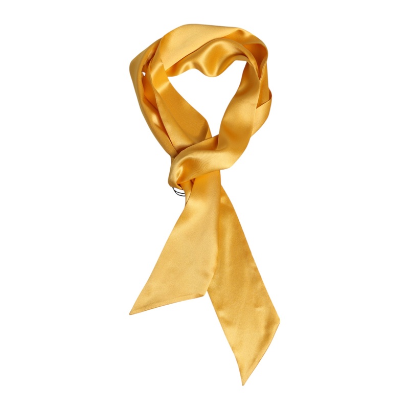 Dolce & Gabbana Yellow Satin Silk Skinny Foulard Wrap Scarf
