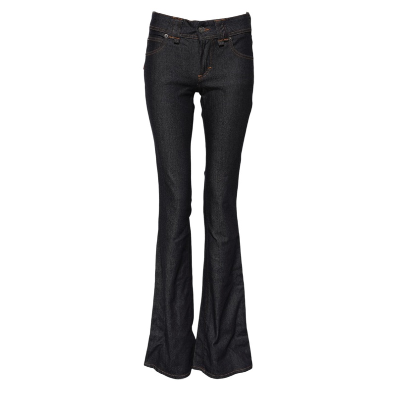 John Galliano Blue Mid Waist Cotton Wide Leg Denim Jeans