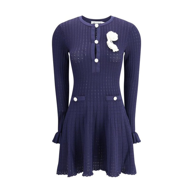 Self-Portrait Knit short pointelle Dress