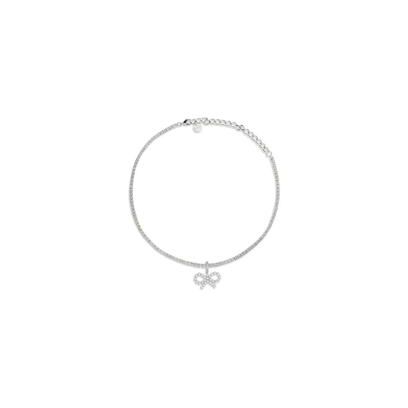 Self-Portrait Tennis necklace with bow pendant