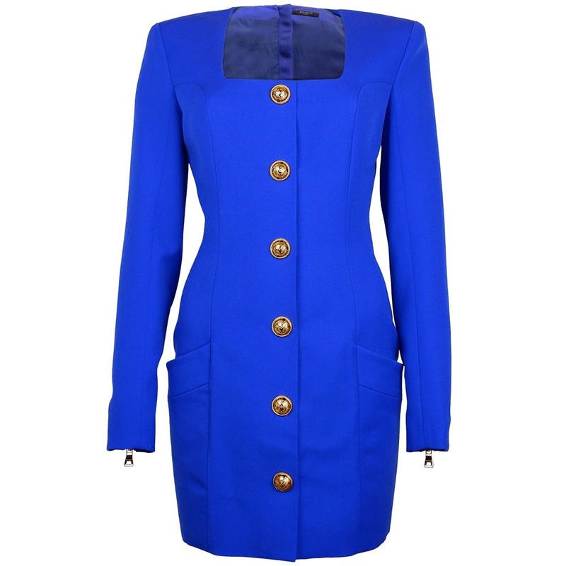 Balmain Blue Wool Dress|IT38|XS|IT40|S|IT42|M