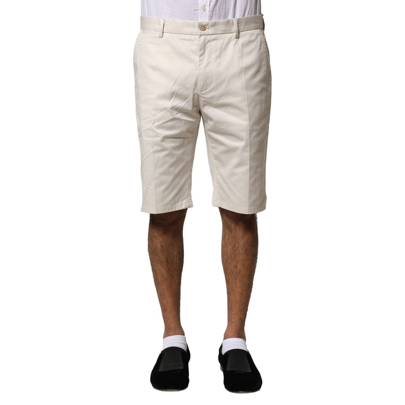 Dolce & Gabbana Beige Cotton Stretch Mid Waist Bermuda Shorts