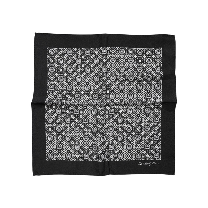 Dolce & Gabbana Black White Patterned Square Foulard Scarf