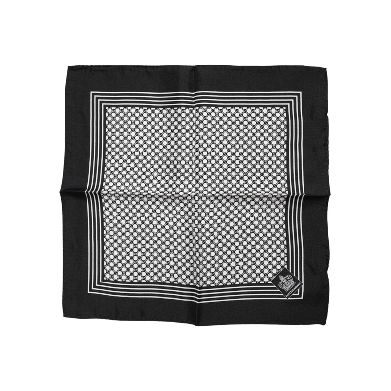 Dolce & Gabbana Black White Patterned Square Men Foulard Scarf