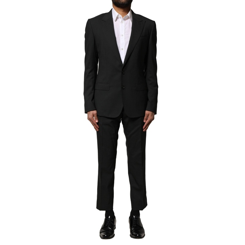 Dolce & Gabbana Black Wool 2 Piece Single Breasted Suit