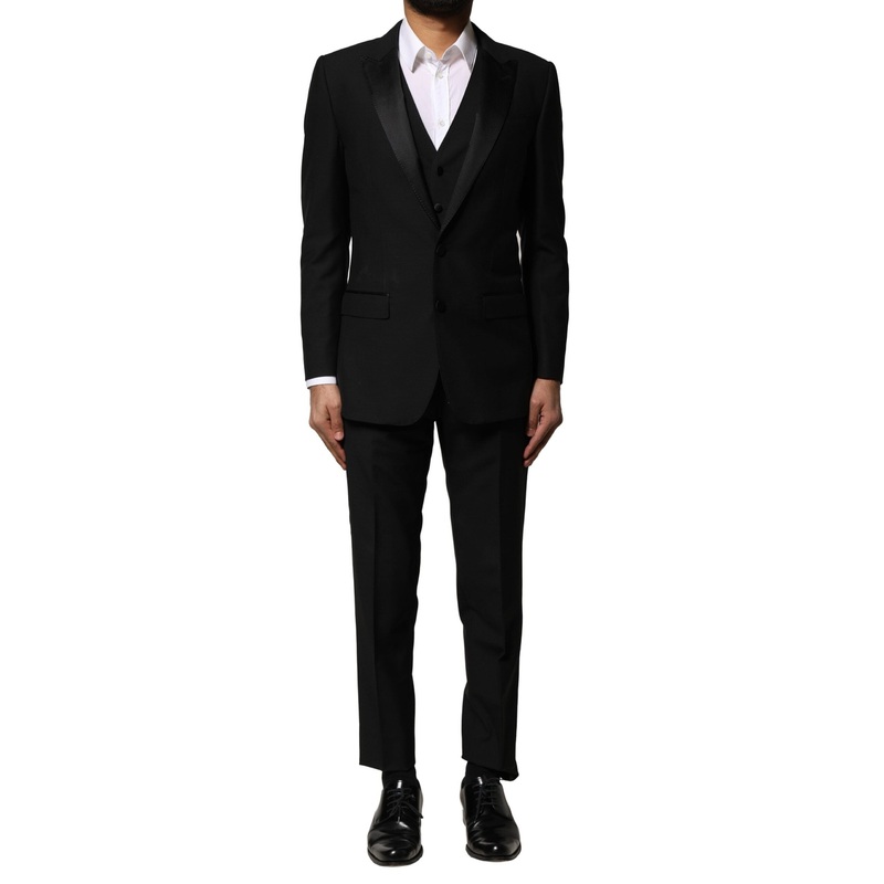 Dolce & Gabbana Black Wool 3 Piece Single Breasted Suit