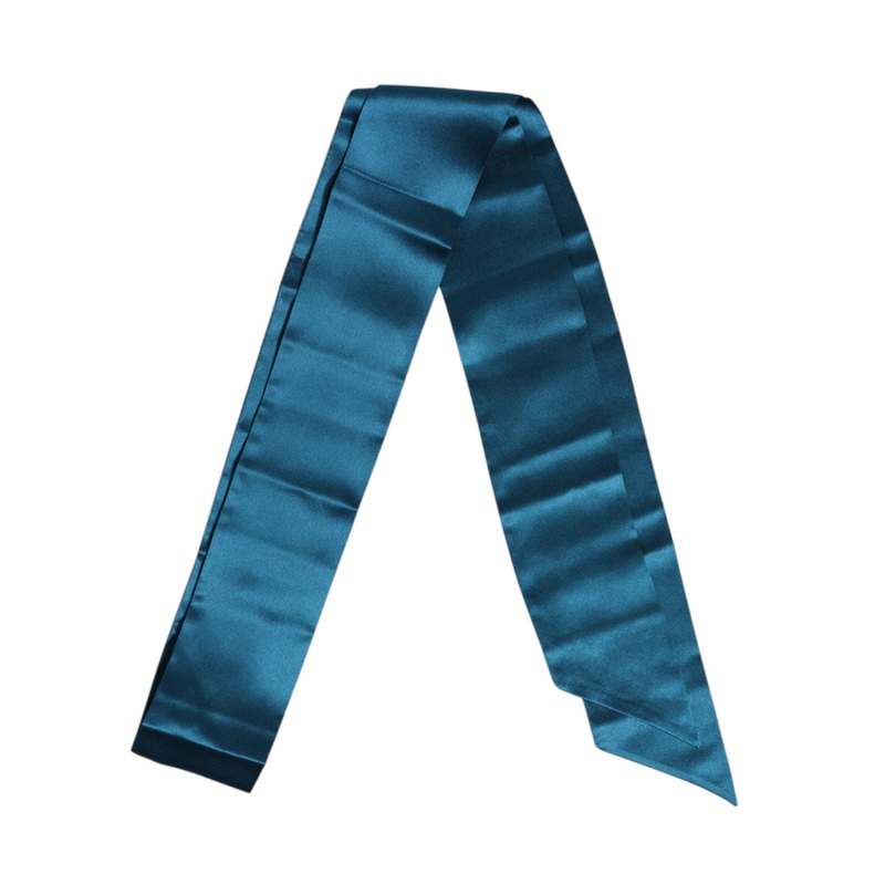 Dolce & Gabbana Blue Satin Silk Skinny Foulard Wrap Scarf