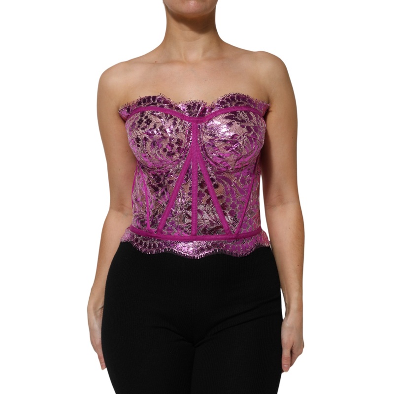 Dolce & Gabbana Pink Bustier Sleeveless Corset Blouse Top