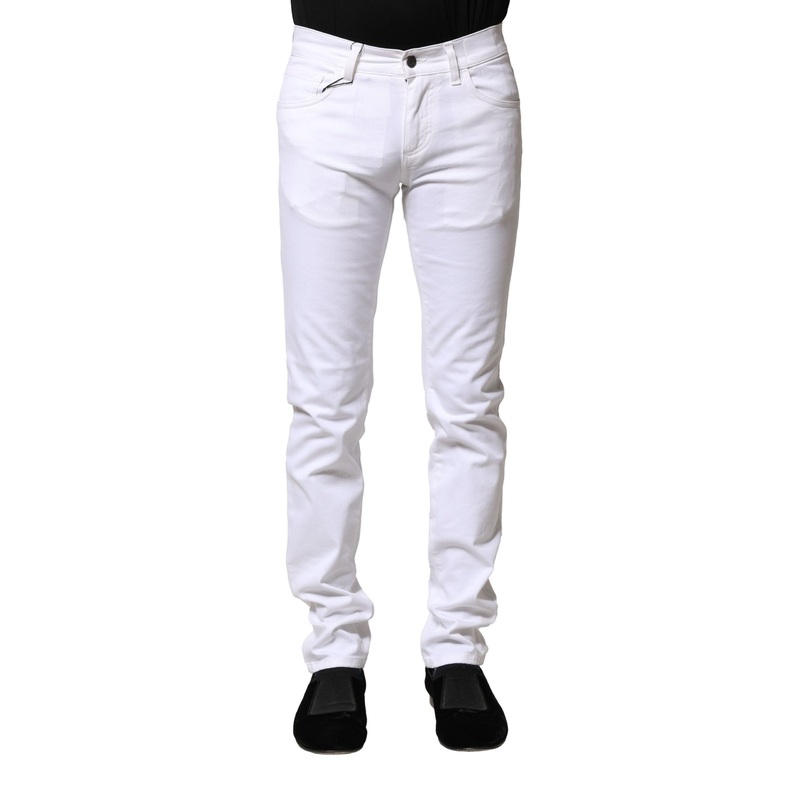 Dolce & Gabbana White Cotton Skinny Men Denim Jeans