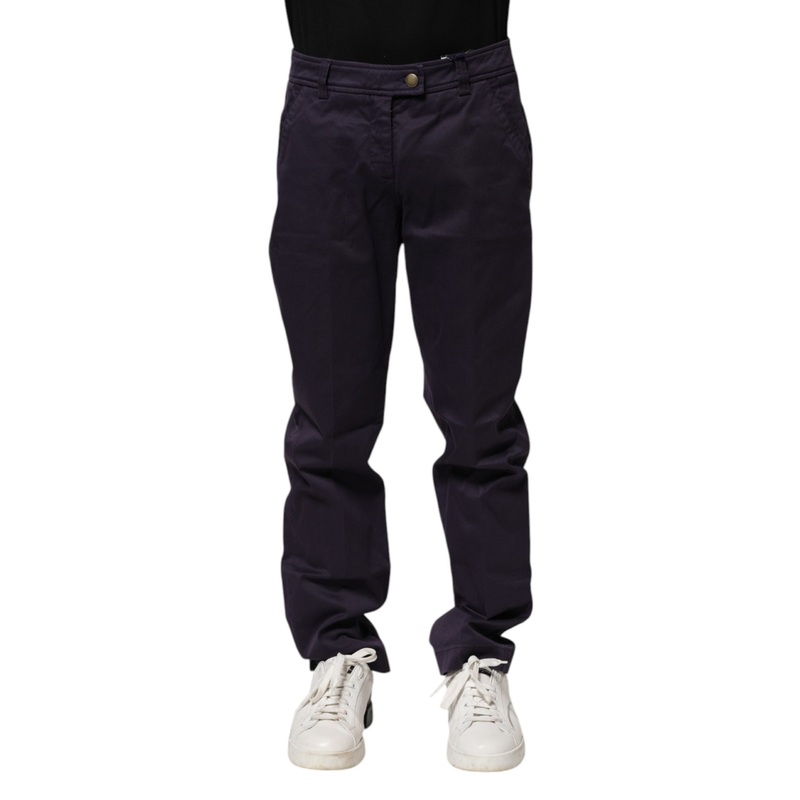 Incotex Dark Purple Mid Waist Casual Straight Pants