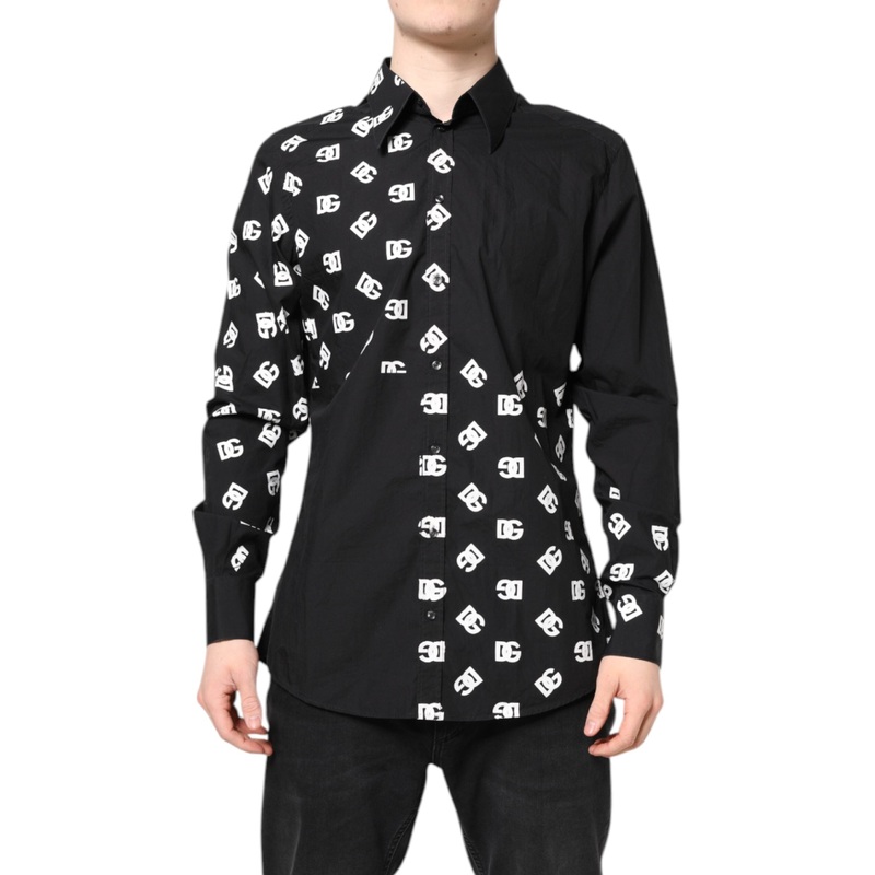 Dolce & Gabbana Black DG Logo Cotton MARTINI Dress Shirt