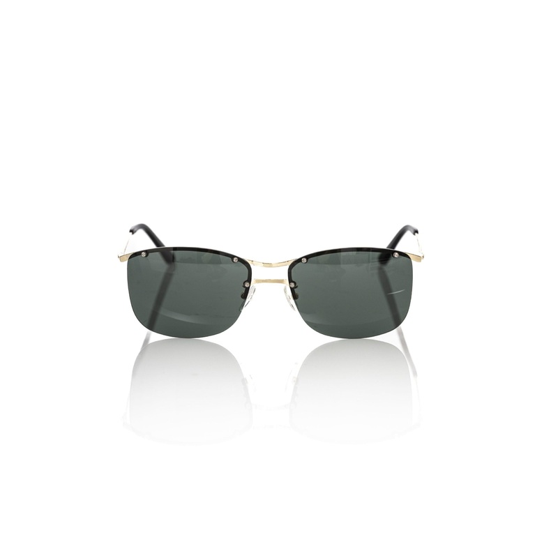 Frankie Morello Black Metallic Fiber Men Sunglass