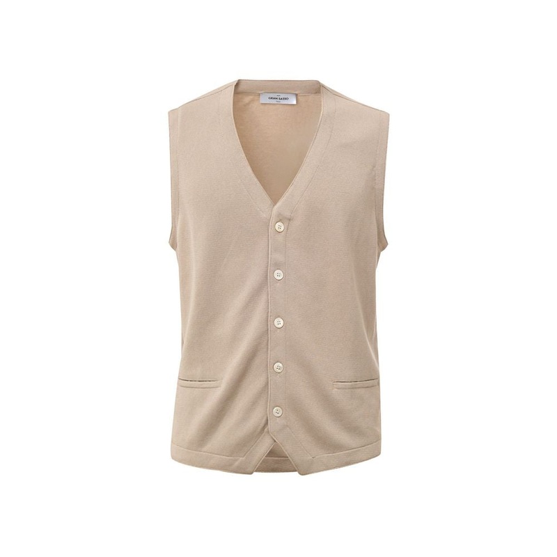 Gran Sasso Beige Cotton Sleveless Jacket