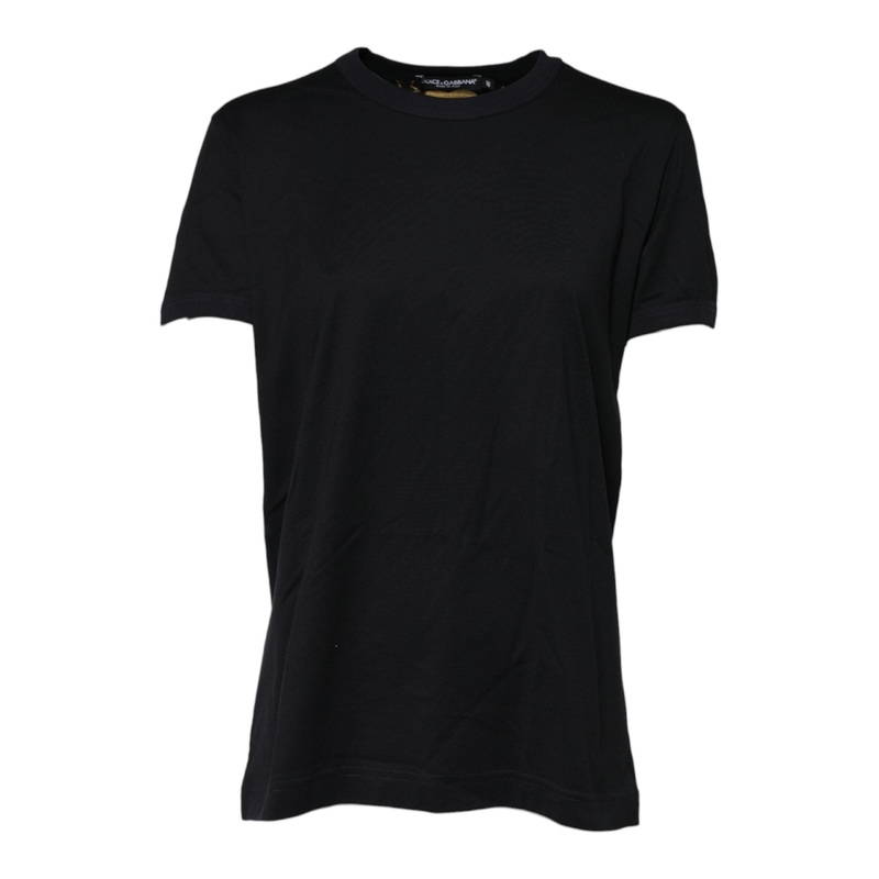 Dolce & Gabbana Black Cotton DG Print Short Sleeve Top T-shirt