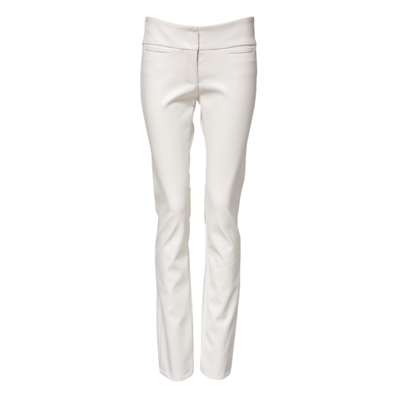 Dolce & Gabbana White Polyurethane High Waist Tapered Pants