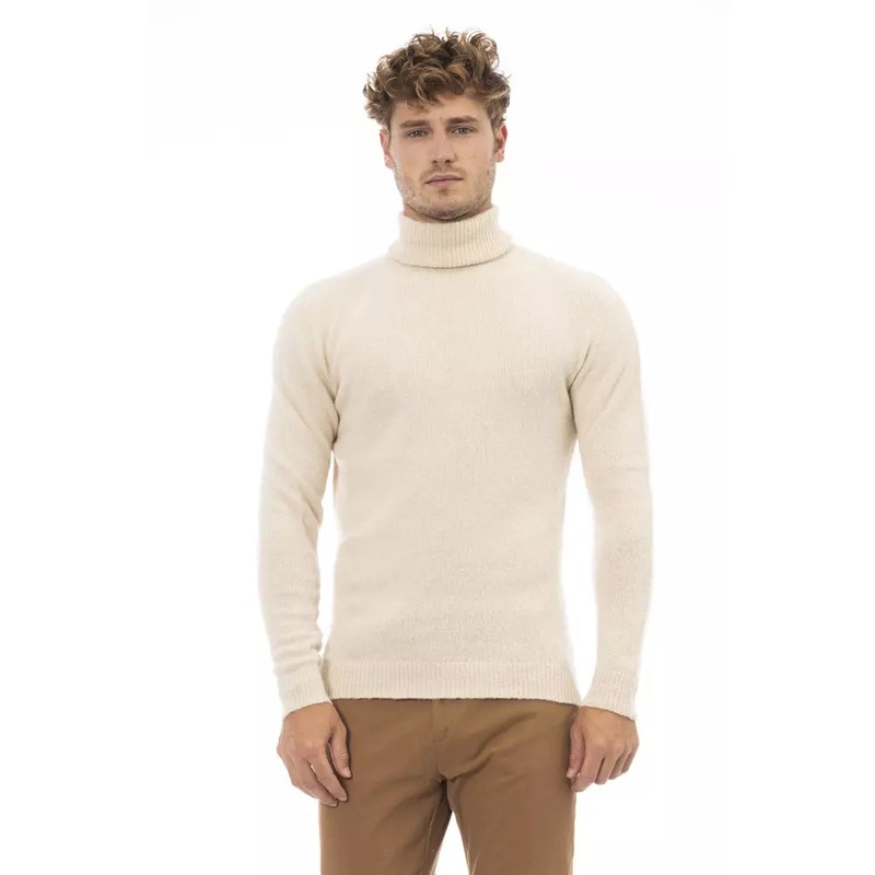 Alpha Studio Beige Alpaca Men Sweater