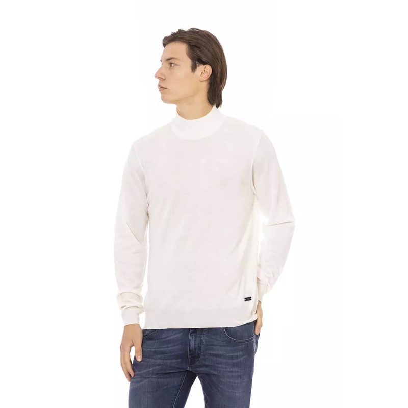 Baldinini Trend White Fabric Men Turtleneck Sweater