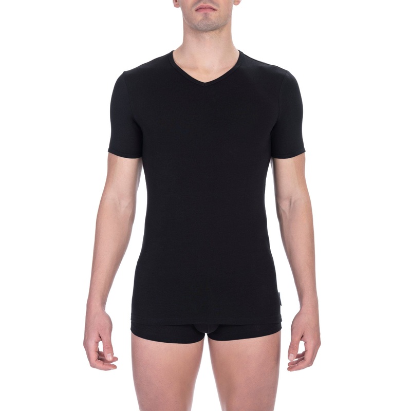 Bikkembergs Black Cotton Men’s V-Neck T-Shirt