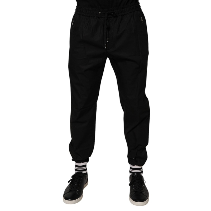 Dolce & Gabbana Black Cotton Men Jogger Sweatpants Pants