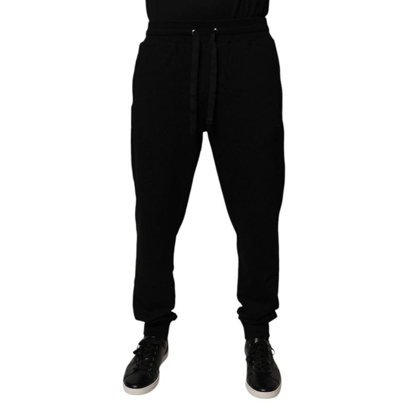 Dolce & Gabbana Black Cotton Mid Waist Jogger Sweatpants Pants