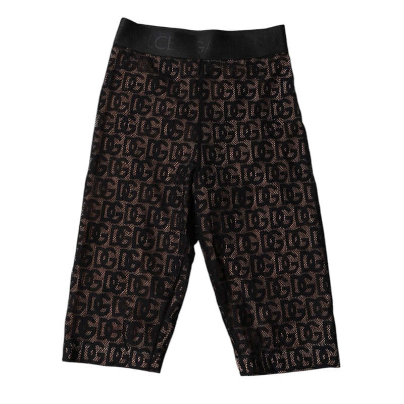 Dolce & Gabbana Black Logo Monogram Cropped Tights Underwear