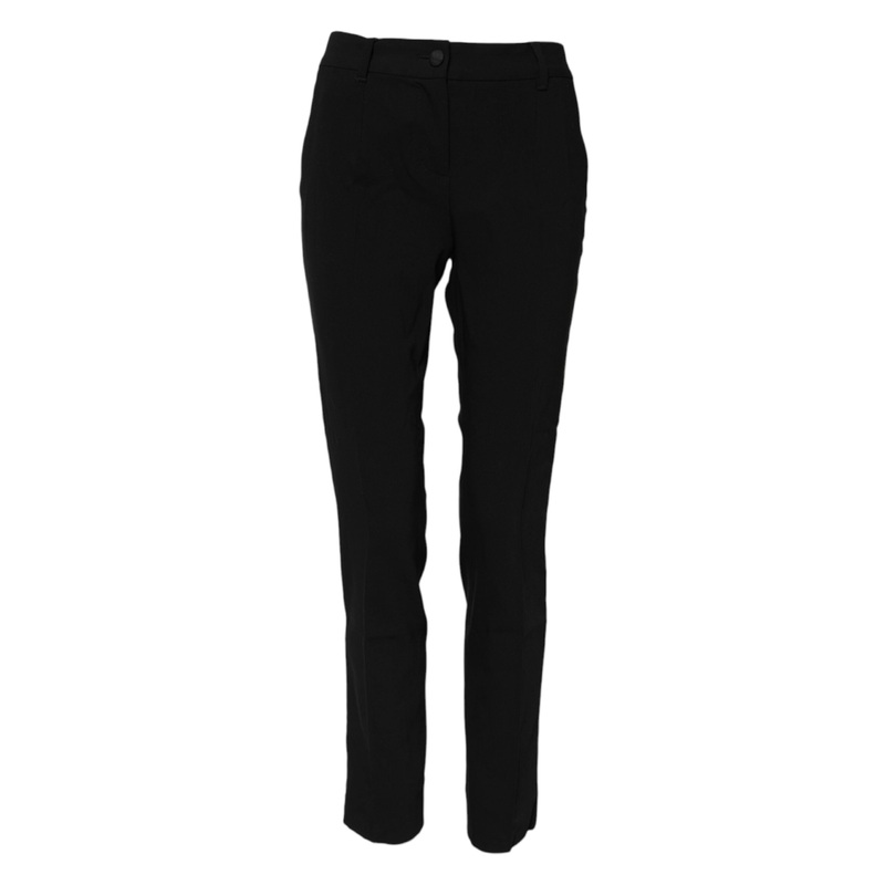 Dolce & Gabbana Black Wool Mid Waisted Tapered Dress Pants