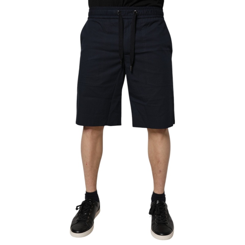 Dolce & Gabbana Dark Blue Cotton Bermuda Sweatshorts Shorts