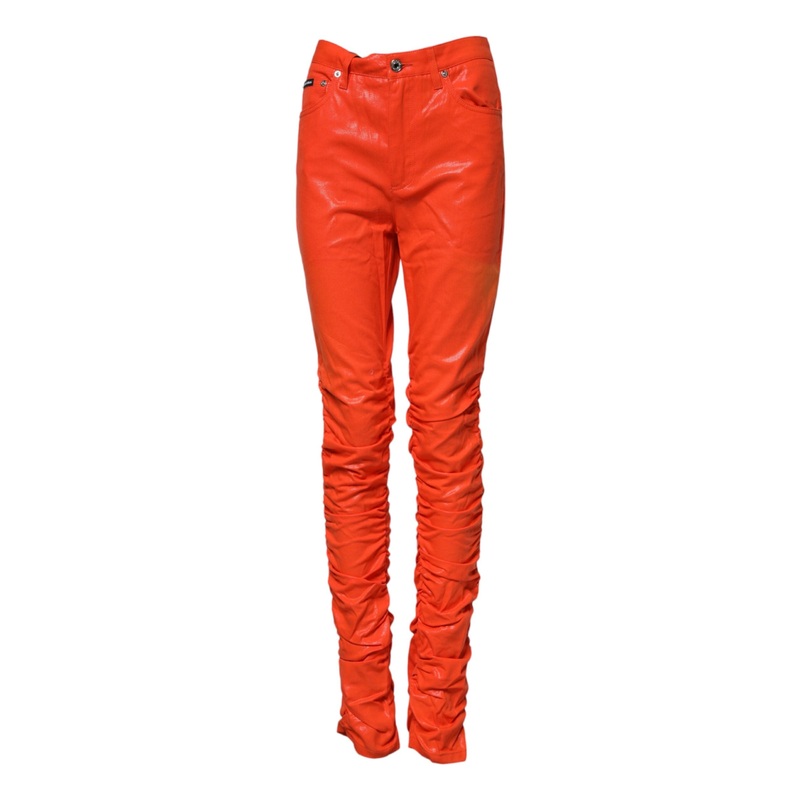 Dolce & Gabbana Orange Cotton High Waisted Denim Jeans